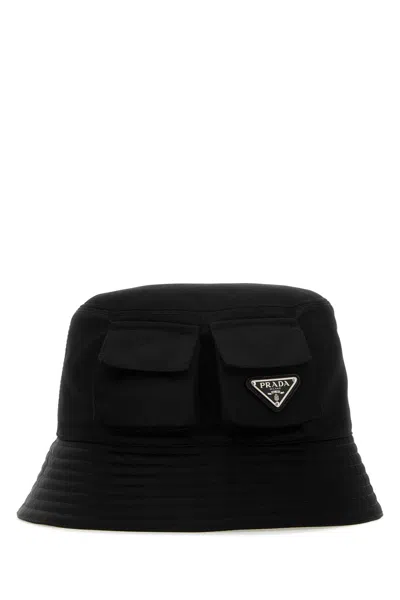 Prada Practical Re-nylon Bucket Hat In Black