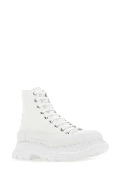 Alexander Mcqueen Sack Sneaker In Canvas With Leather Interior In White