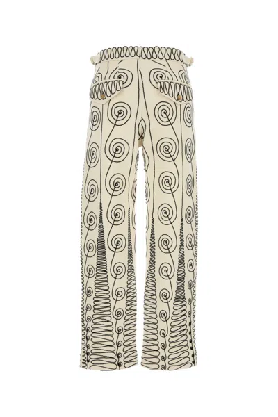 Bode Embroidered Wool Quillwork Pant For Men In Neutral