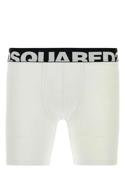 Dsquared2 Dsquared Stretch Cotton Boxer Briefs In White