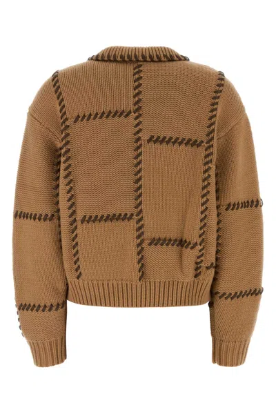 Frame Wool Blend Oversize Sweater Ribbed Cuffs Hem In Brown