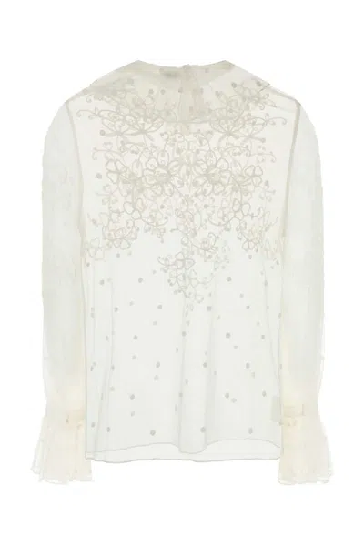 Bode White Mesh Middlemist Blouse In White