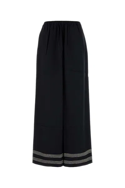 Bode Pantalone Dalla Gamba Ampia Mathilde In Viscosa Nera Donna In Black