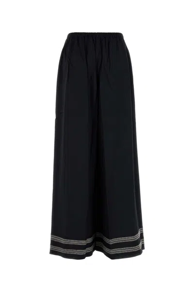 Bode Pantalone Dalla Gamba Ampia Mathilde In Viscosa Nera Donna In Black