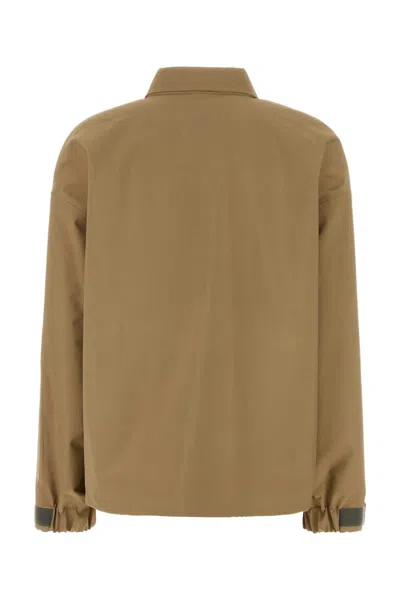 Miu Miu Tech Fabric Windbreaker Jacket Collared Design In Brown