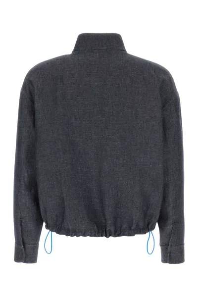 Fendi Linen Blend Jacket In Gray