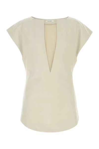Entire Studios Sand Stretch Polyester Blend Deep Vee Tank Top In Neutral