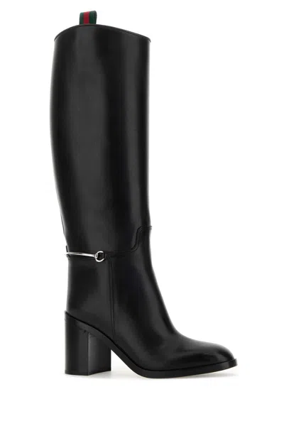 Gucci Leather Knee-high Boot In Black