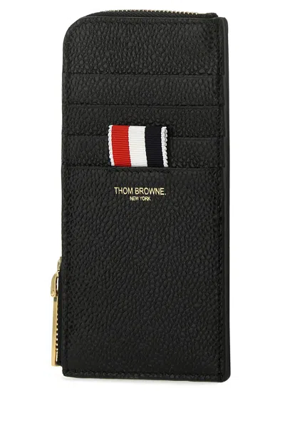Thom Browne Grained Leather Wallet In Black