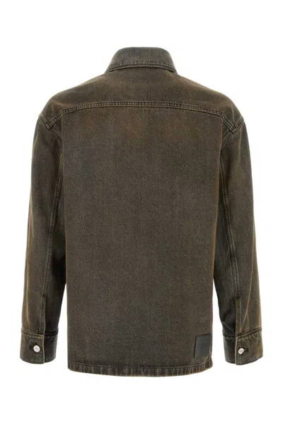 Fendi Grey Solid Shirt Jacket In Brown