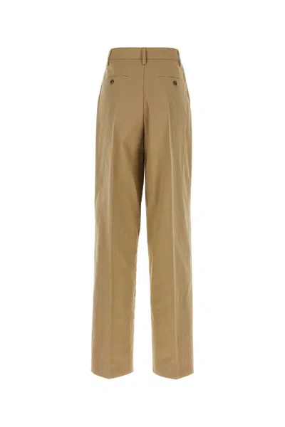 Prada Camel Cotton Pant In Brown