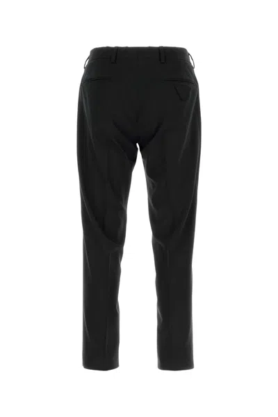 Prada Stretch Recycled Polyester Trousers In Black