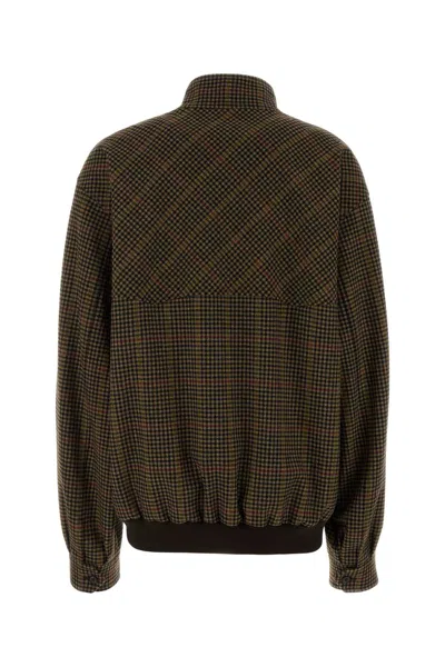 Miu Miu Wool Jacket Check Pattern High Collar In Brown
