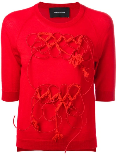Simone Rocha Appliqué Detail Sweater In Red