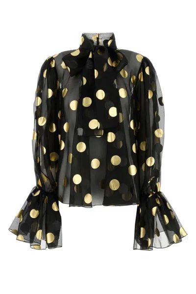 Dolce & Gabbana Printed Light Knit Blouse In Black