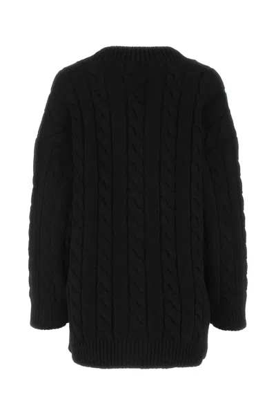 Prada Black Wool Blend Oversize Cardigan In Black