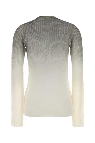 Maison Margiela Wool Blend Sweater Fitted Silhouette Gradient In Neutral