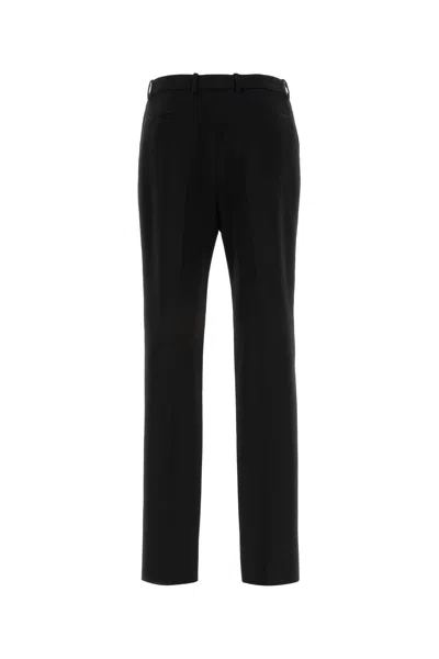 Saint Laurent Pressed-crease Pleated Straight-leg Trousers In Black