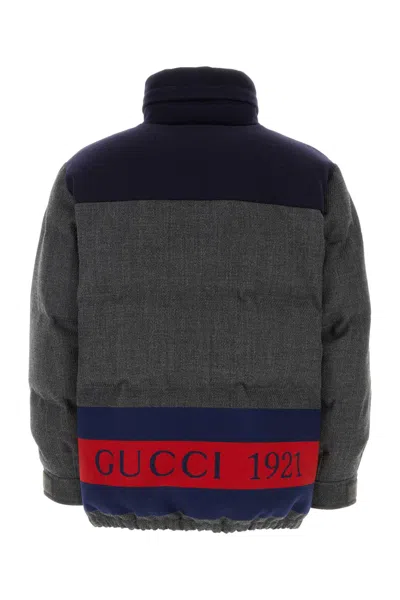 Gucci Dark Grey Wool Blend Down Jacket In Gray