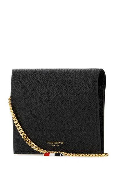 Thom Browne Grain Leather Card Case In Black