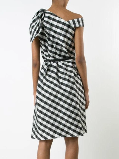 Shop Carolina Herrera Plaid Taffeta One Shoulder Dress In Black