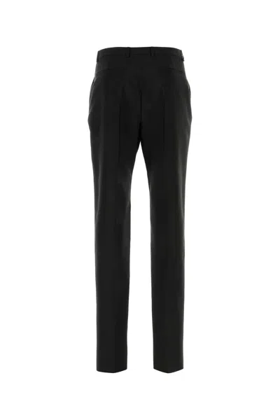Saint Laurent Pressed-crease Pleated Straight-leg Trousers In Black