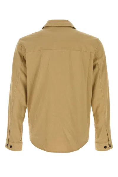 Woolrich Linen Blend Safari Overshirt Gd In Neutral