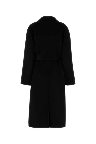 Prada Wool Blend Coat In Black