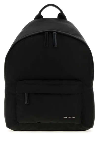 Givenchy Men Black Backpack With Adjustable Shoulder Straps And Logo On Front In Tech Fabric Man In Black