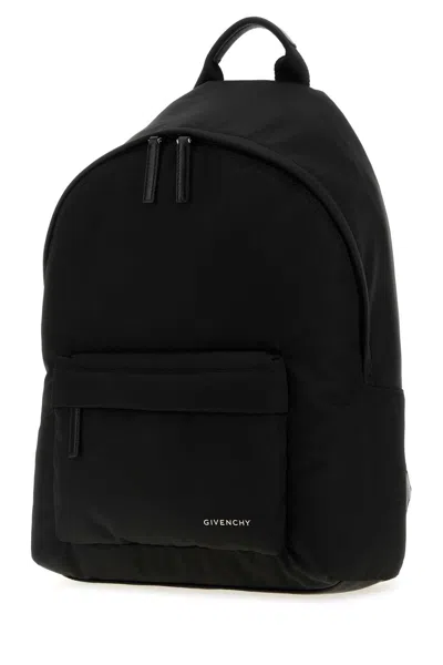 Givenchy Men Black Backpack With Adjustable Shoulder Straps And Logo On Front In Tech Fabric Man In Black