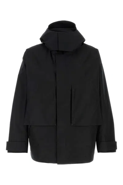 Herno Polyester Jacket With Hood And Pockets In Black