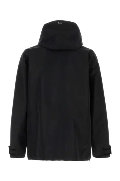 Herno Polyester Jacket With Hood And Pockets In Black