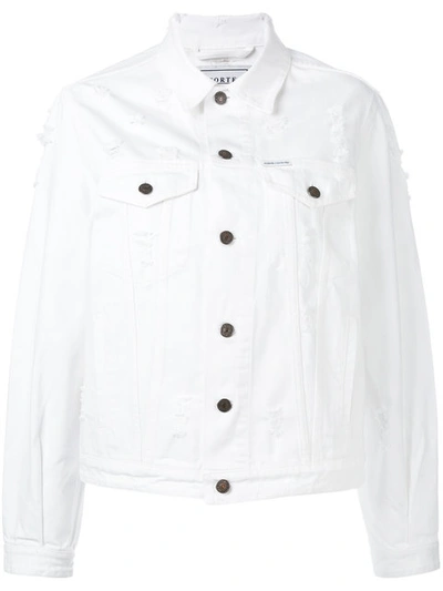 Forte Couture Buttoned Denim Jacket In Bianco