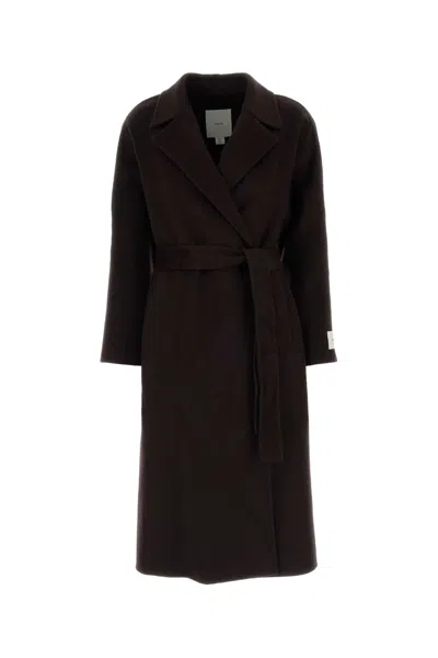Calvin Klein Classic Df Wool Wrap Coat In Brown