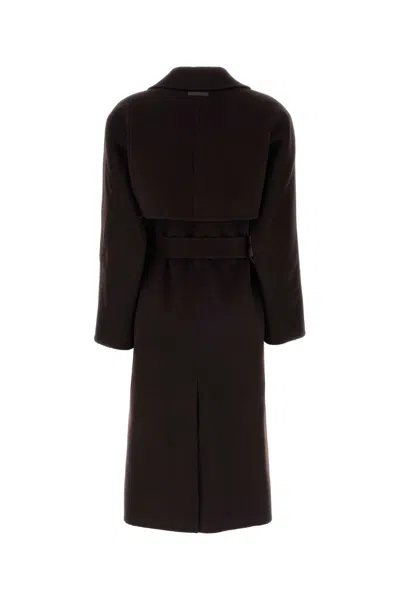 Calvin Klein Classic Df Wool Wrap Coat In Brown