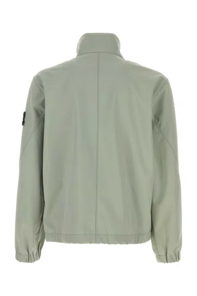 Stone Island Stretch Polyester Jacket With Softshell Feel For Men In Green