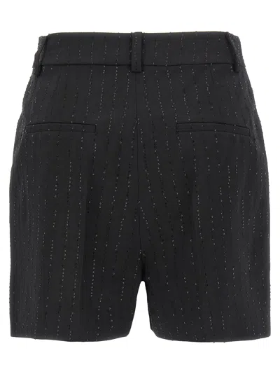 Max Mara Pianoforte Black Shorts With Pinstripe-effect Micro Sequins In Black