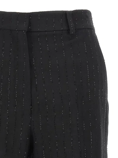 Max Mara Pianoforte Black Shorts With Pinstripe-effect Micro Sequins In Black