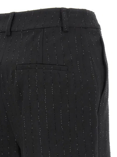 Max Mara Pianoforte Black Shorts With Pinstripe-effect Micro Sequins In Black