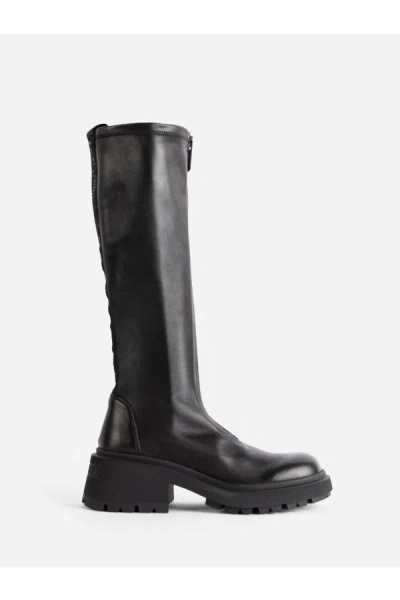 Jimmy Choo Lune Low Heels Boots In Black Leather In Black