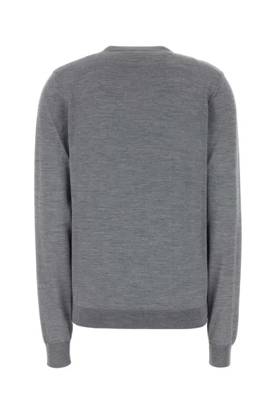 Gucci Grey Solid V Neck Sweater In Gray