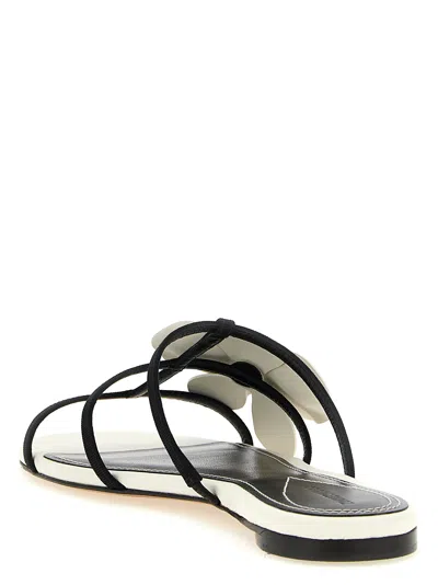 Zimmermann Orchid Floral Flat Strappy Open Toe Sandals In White