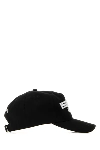 Dsquared2 Distressed Logo Cap With Adjustable Strap In Black