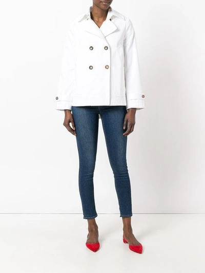 Shop Alberto Biani Boxy Double-breasted Jacket In White