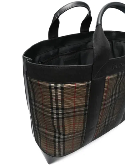 Burberry Ormond Check-pattern Tote Bag In Black