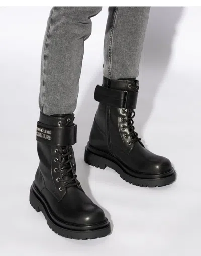 Versace Jeans Couture Combat Boot In Black