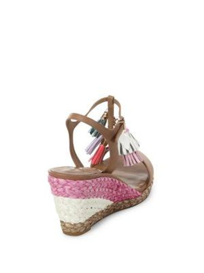 Shop Sophia Webster Lucita Tassel Leather T-strap Espadrille Wedge Sandals In Neapolitan