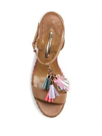 Shop Sophia Webster Lucita Tassel Leather T-strap Espadrille Wedge Sandals In Neapolitan