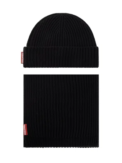 Dsquared2 Hat And Scarf Set In Black