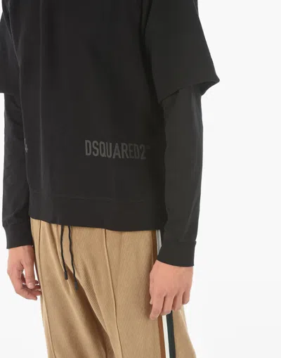 Dsquared2 Double Layer Logo Sweatshirt In Black